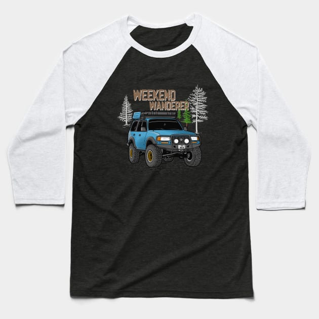 Toyota Land Cruiser Weekend Wanderer - Pacific Ocean Blue Toyota Land Cruiser for Outdoor Enthusiasts Baseball T-Shirt by 4x4 Sketch